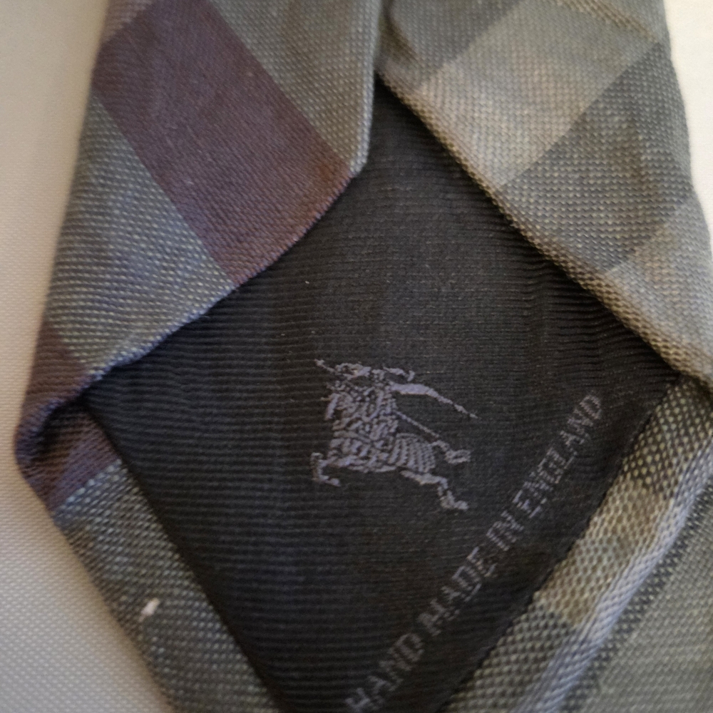 Burberry London Plaid Silk Linen Tie Made in England Designer Necktie Prom - Picture 6 of 11